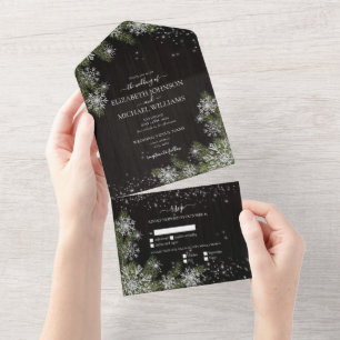 Dark Black Moody Rustic Silver Winter Greenery