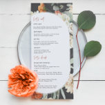 Dark Boho Floral | Menu Casamento<br><div class="desc">Belos cartões de cardápio para elogiar suas configurações de mesa no seu casamento ou na próxima festa de janto. A magia pura abunda com esta paleta aterrada em tons florais e inspirados em boho. A laranja suave e antiga assume a liderança enquanto matizes ensolarados se unem de uma forma que...</div>