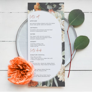 Dark Boho Floral Menu Casamento