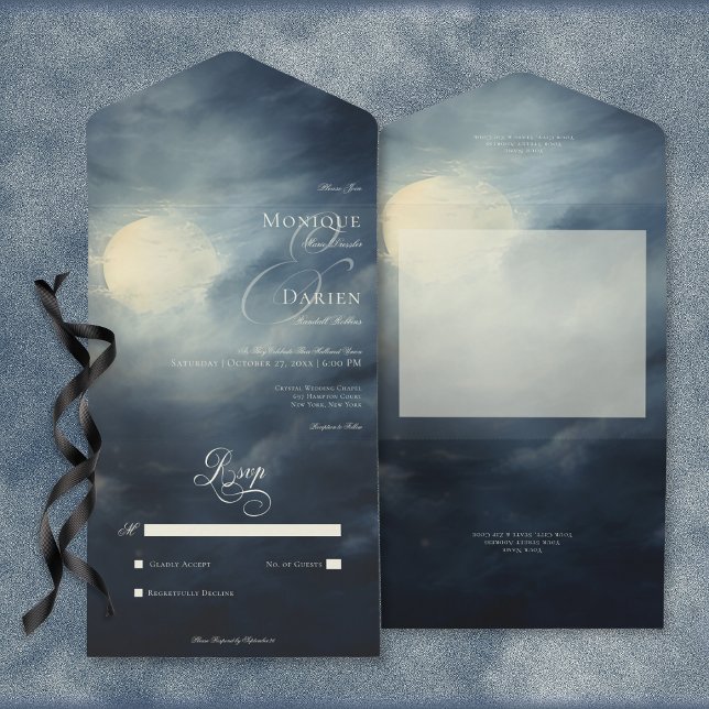 Dark Gothic Full Moon Night Sky Sem Janto (Dark Gothic Full Moon Night Sky No Dinner All In One Invitation)