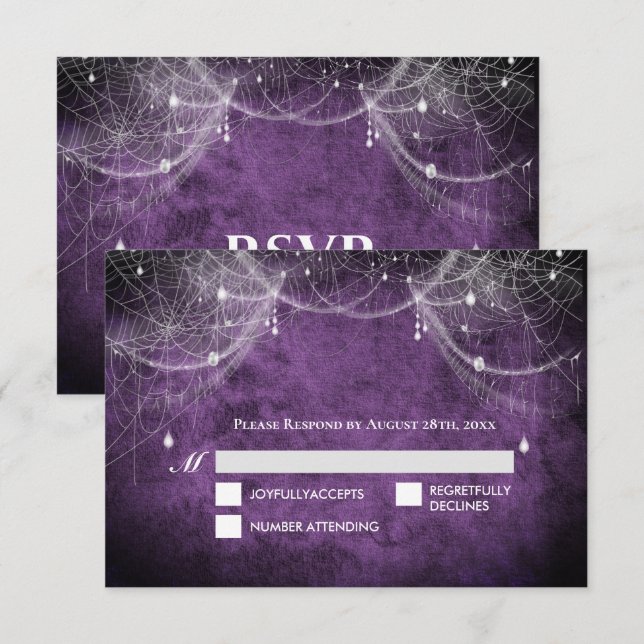 Dark Gothic Halloween Wedding RSVP Card (Frente/Verso)