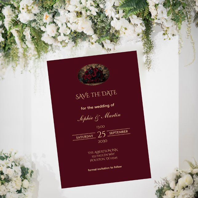 Dark Gothic Romance Burgundy  Save the Date (Criador carregado)