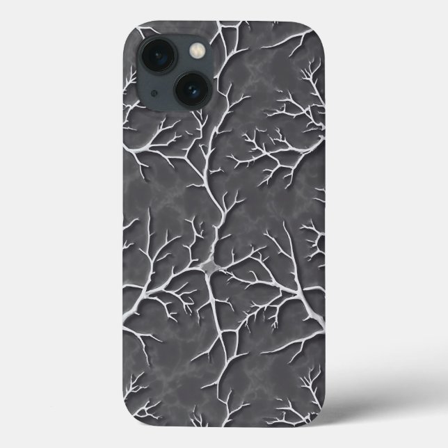 Dark Gray iPhone Case with Branch Textured Relief (Verso)
