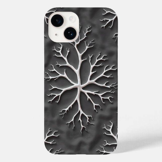 Dark Gray iPhone Case with Organic White Branches (Verso)