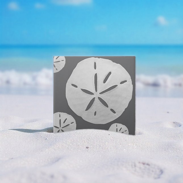 Dark Gray & White Tropical Beach Sand Dollar (Criador carregado)
