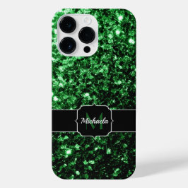 Dark green faux glitter sparkles Monogram