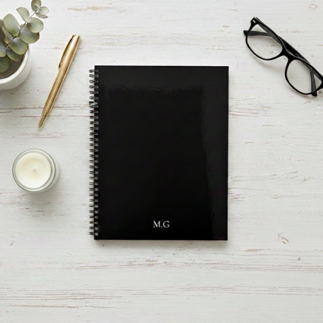 Dark Mode Stationary Glossy Black Agenda Initials (Criador carregado)