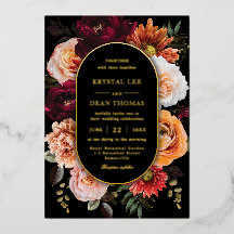 Dark Moody Orange Rust Burgundy Floral Wedding