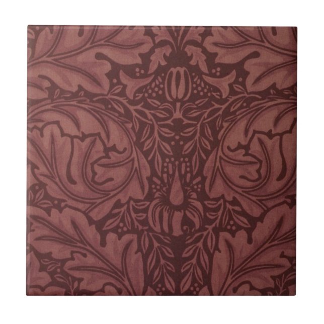Dark Red Acanthus Leaves (por William Morris) (Frente)