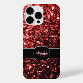 Dark Red faux Glitter sparkles Glamour Monogram