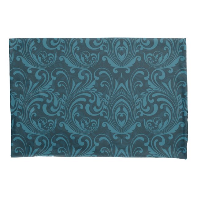 Dark teal floral damask pattern (Frente-Esquerda)