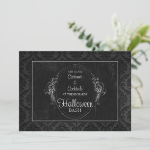 Dark Vintage Damask Gothic Halloween Convite