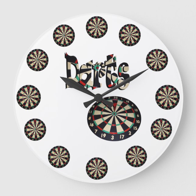 Dartboards E Nome Dardos, Relógio De Parede Grande (Frente)