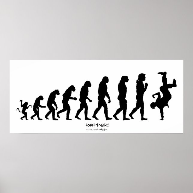 Darwinian Evolution of Rap "RAPPER" Art Poster (Frente)
