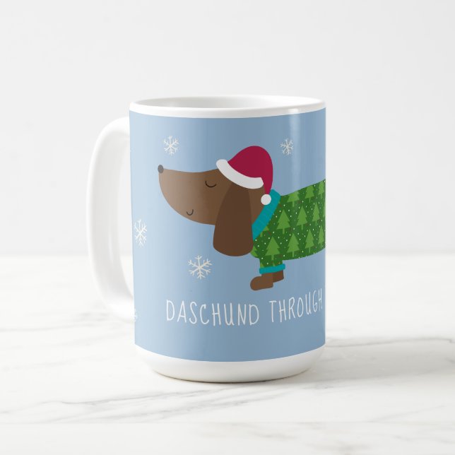 Daschund Através Da Caneca De Café Ilustrada De Ne (Frente Esquerda)
