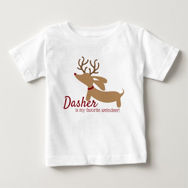 Dasher a camisa do Natal do Dachshund de Weindeer (Frente)