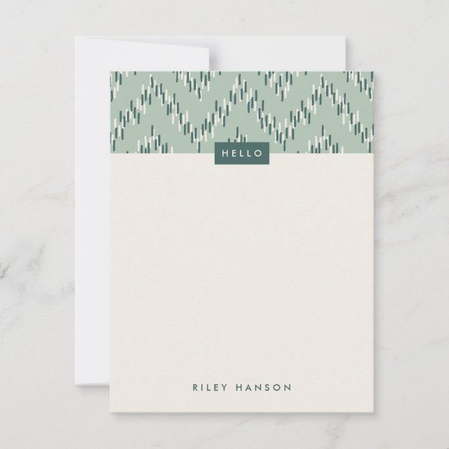 Dashing Boho Ikat Zig Zag Stationery - Teal (Frente)