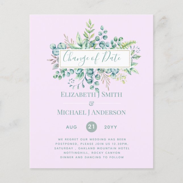 Data da Alteração do Evento Verde Eucalyptus (Frente)