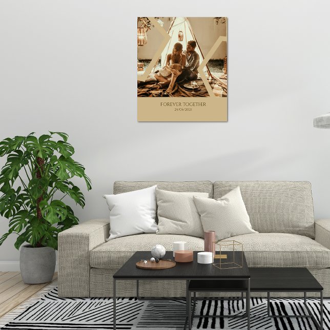 Data de casamento Beige Personalizada Canvas Estic (Criador carregado)