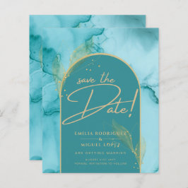 DATA DE Salvamento Dourada do Casamento de Teal de