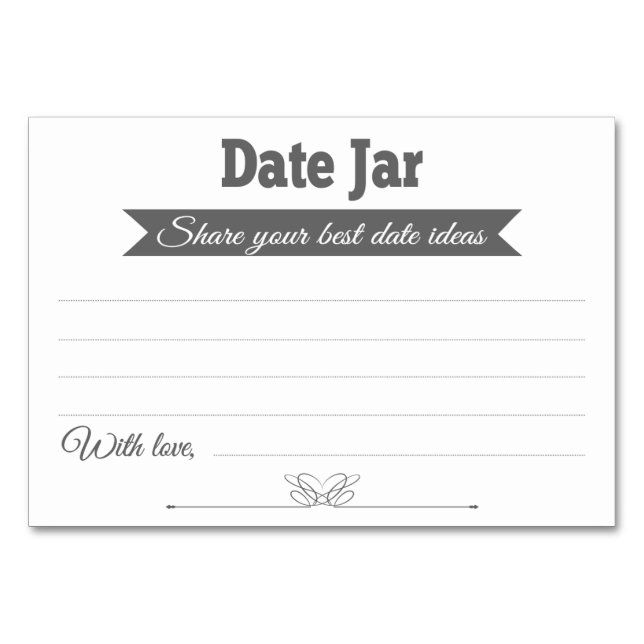 Data Jar Ideas Cartões de Mesa Cartões de Casament (Frente)