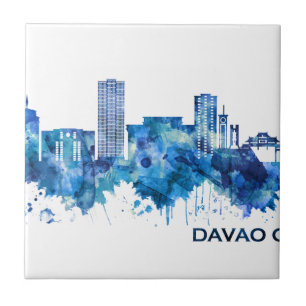 Davao City Filipinas Skyline Blue