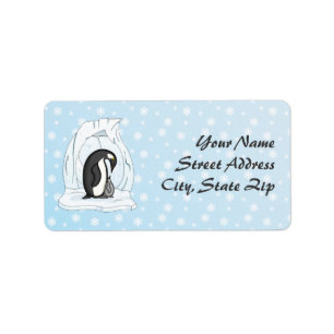 Davin e Annie a etiqueta de endereço dos pinguins