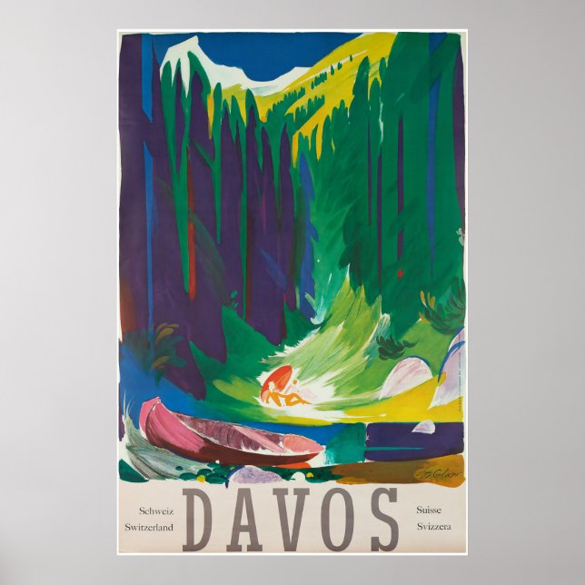 Davos, Parente, Suiça, Poster de Esqui (Frente)