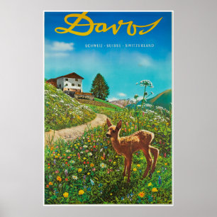Davos, Parsenn, suiça, poster do esqui