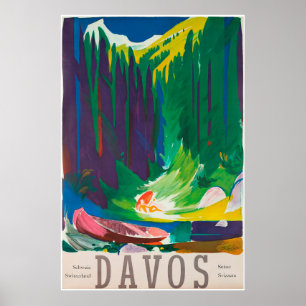 Davos, Parsenn, suiça, poster do esqui