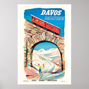 Davos Parsenn Suíça Presente de Pôster de Esqui Vi