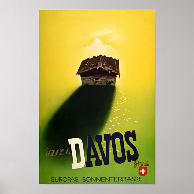 Davos Travel Poster Switzerland Art Swiss Print  (Frente)