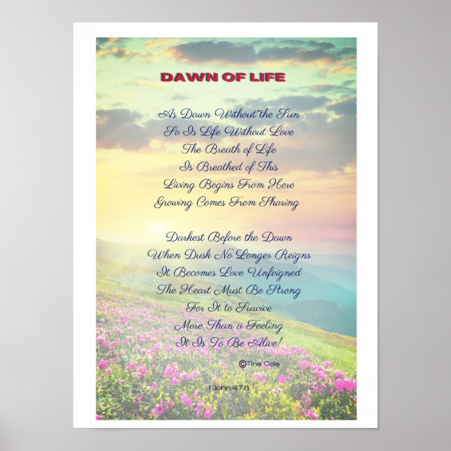 "Dawn of Life" Poster de Poesia (Frente)