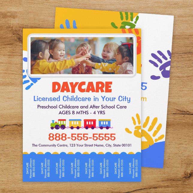 Daycare Childcare Kids Tear-Offs Flyer Template (Criador carregado)