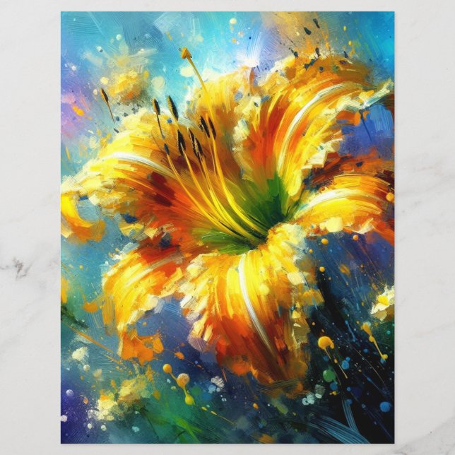 Daylily Daylily Flores - Papel Escrapado Amarelo (Frente)