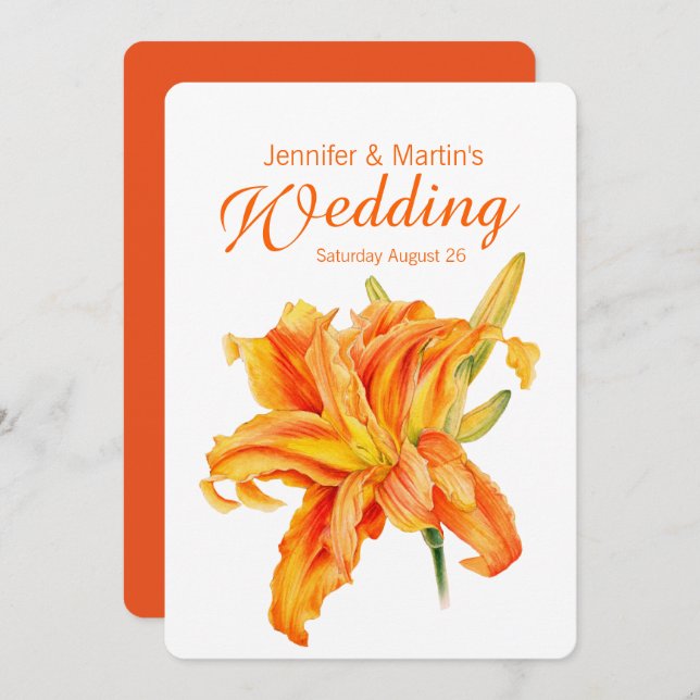 Daylily Hemerocallis convite para o casamento flor (Frente/Verso)