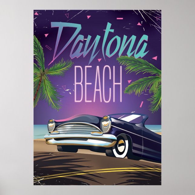 Daytona Beach Vintage Car Travel poster (Frente)