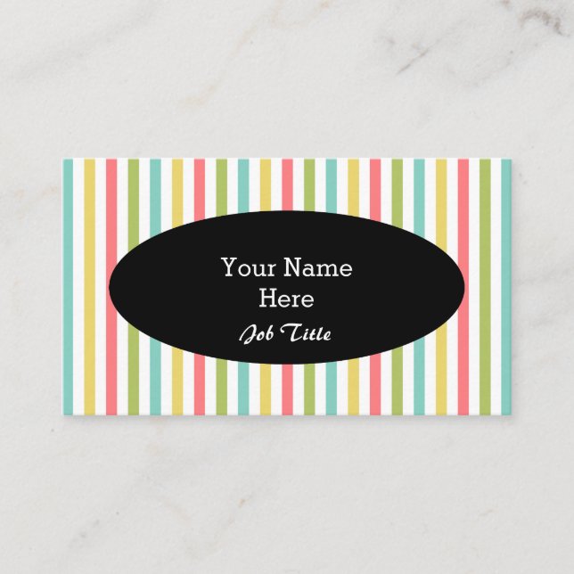 Dazzle Stripe Classic cartão de visita oval preto (Frente)