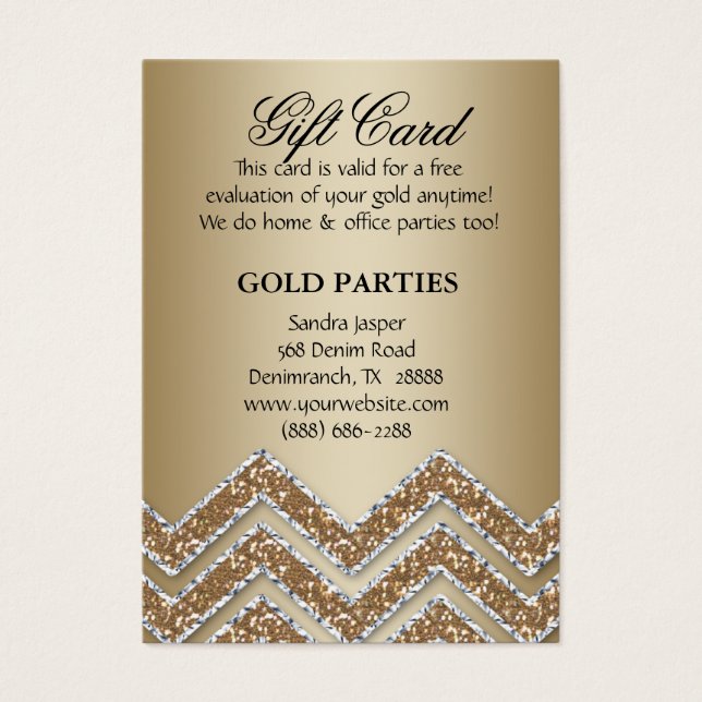 Dazzling Chevron Dourado Party Gift Glitter (Frente)