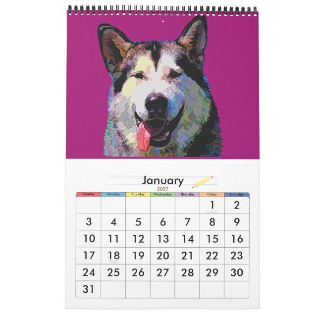 Dazzling Dogs Paintings 2012 Calendário (Jan 2027)