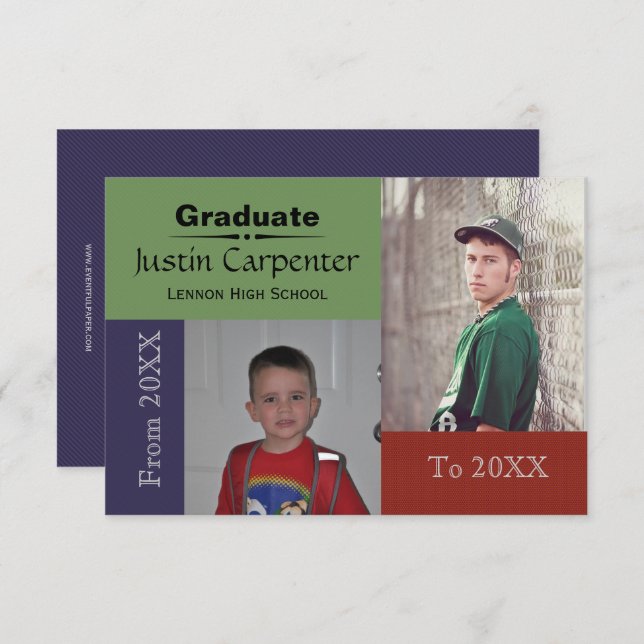 De 20XX A 20XX 2 Foto - Anúncio de Formando 3x5 (Frente/Verso)