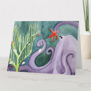 De Agradecimento Animais Feriados Incomuns: Cartão Octopus 8,5"x11"