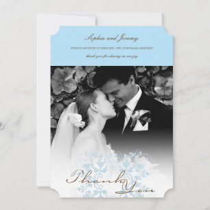 De Agradecimento Aqua Floral Flourish Weding Obrigado Cartão com fo