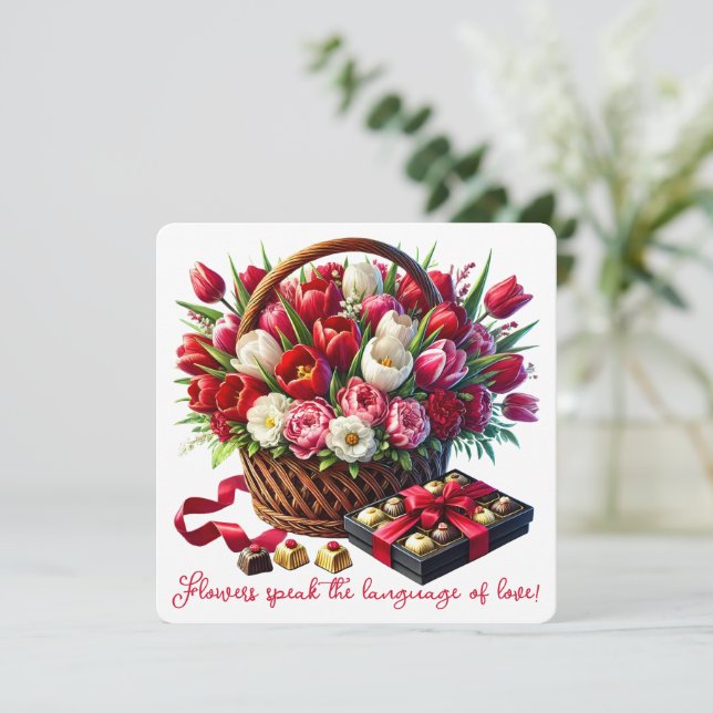 De Agradecimento As Flores Falam - Cartão do Dia dos Namorados (Em pé/Frente)