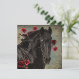De Agradecimento Beleza Negra Cavalo Frísia - Cartão Saudável