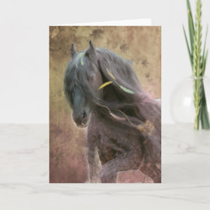 De Agradecimento Beleza Negra Cavalo Frísia - Cartão Saudável