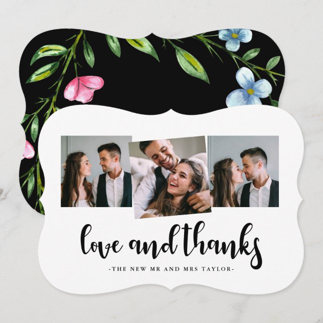 De Agradecimento Belo Casamento Obrigado Cartão com fotos (Frente/Verso)