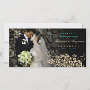 De Agradecimento Boho Floral Paisley Weding Obrigado Cartão com fot