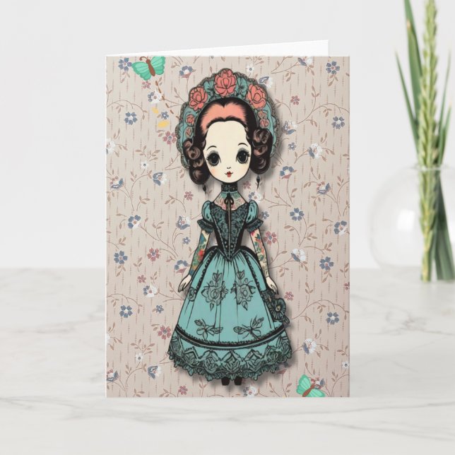 De Agradecimento Bonito Tatuagem com Cartão Menina sem Texto (Frente)