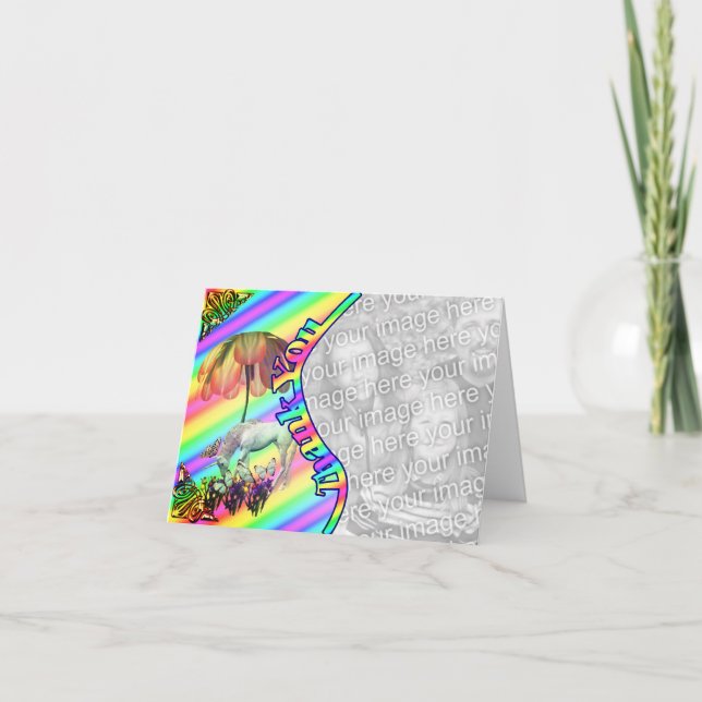 De Agradecimento Borboletas da Unicorn Obrigado Cartão com fotos (Frente)